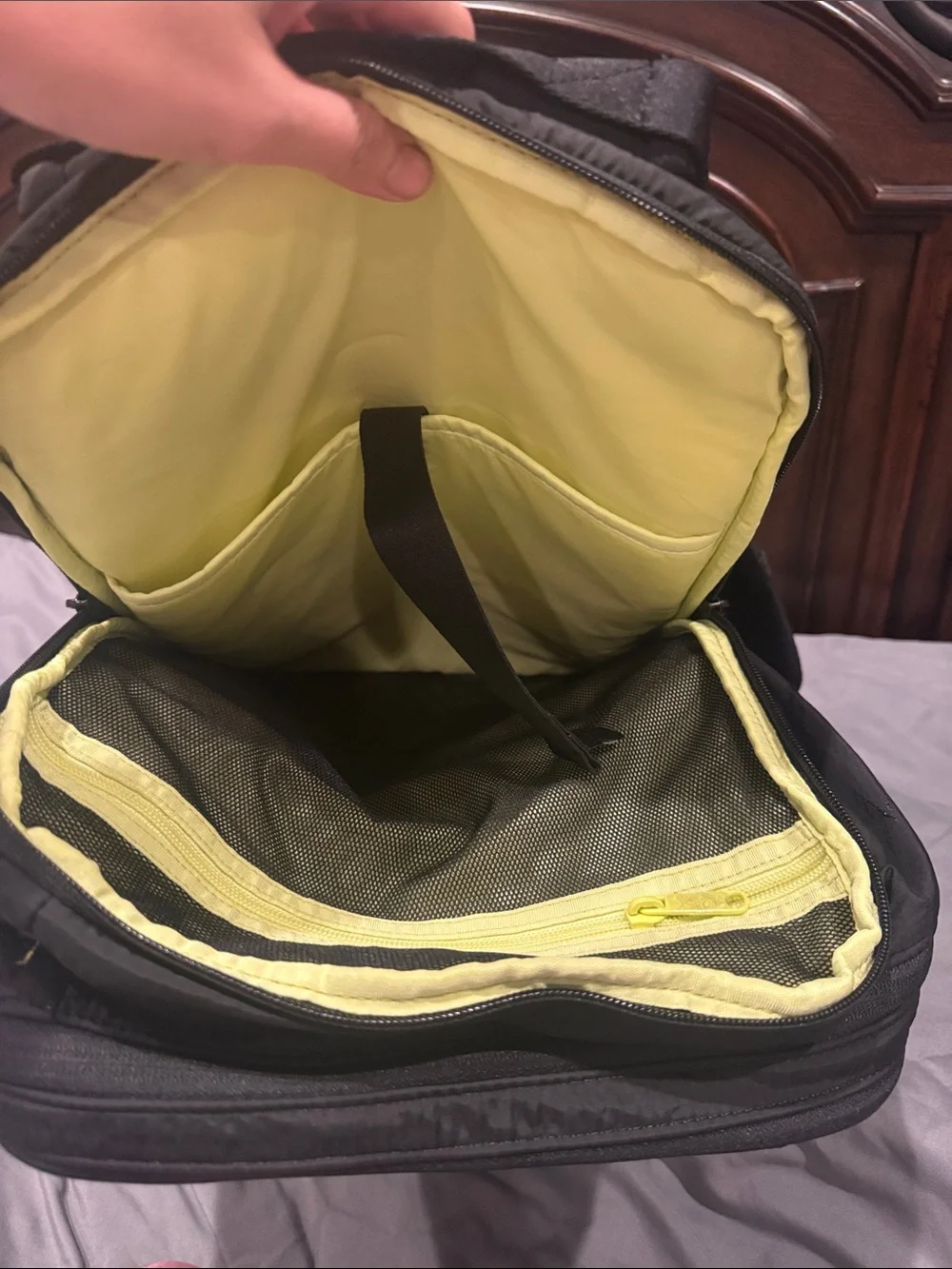 Calvin Klein Men's Black Backpack with Subtle Yellow Accents